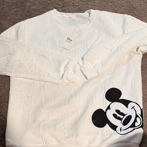 Disney White Sweatshirt with Black Mickey Graphic